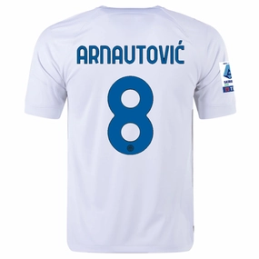 Nike Inter Milan Marco Arnautovic Away Jersey w/ Series A   Copa Italia Patches 23/24 (White/Lyon Blue)