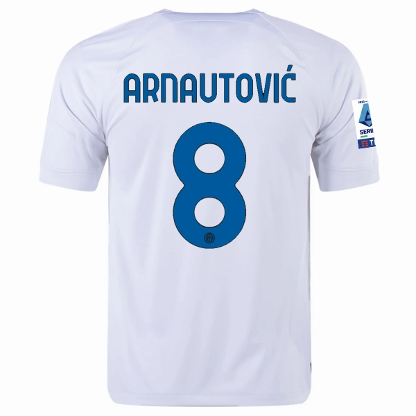 Nike Inter Milan Marco Arnautovic Away Jersey w/ Series A   Copa Italia Patches 23/24 (White/Lyon Blue)