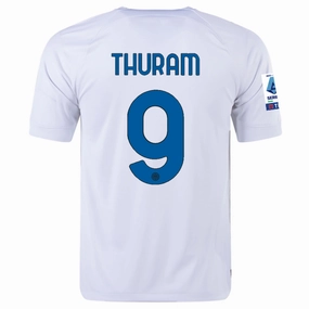Nike Inter Milan Marcus Thuram Away Jersey w/ Series A   Copa Italia Patches 23/24 (White/Lyon Blue)