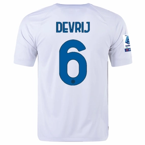 Nike Inter Milan Stefan de Vrij Away Jersey w/ Series A   Copa Italia Patches 23/24 (White/Lyon Blue)