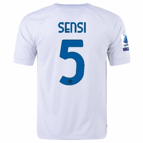 Nike Inter Milan Stefano Sensi Away Jersey w/ Series A   Copa Italia Patches 23/24 (White/Lyon Blue)