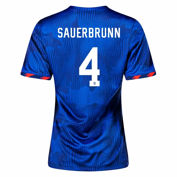 Nike Womens United States Becky Sauerbrunn 4 Star Away Jersey 23/24 w/ 2019 World Cup Champion Patch (Hyper Royal/Loyal Blue)