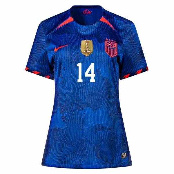 Nike Womens United States Emily Sonnett 4 Star Away Jersey 23/24 w/ 2019 World Cup Champion Patch (Hyper Royal/Loyal Blue)