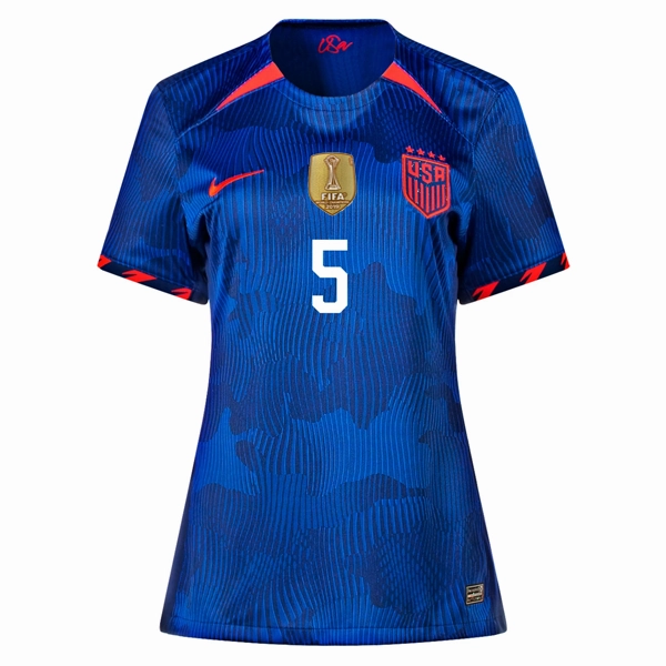 Nike Womens United States Kelley O'Hara 4 Star Away Jersey 23/24 w/ 2019 World Cup Champion Patch (Hyper Royal/Loyal Blue)