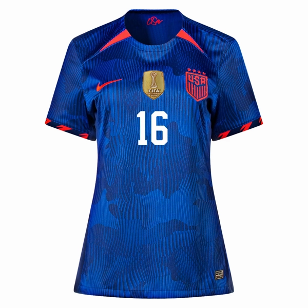 Nike Womens United States Rose Lavelle 4 Star Away Jersey 23/24 w/ 2019 World Cup Champion Patch (Hyper Royal/Loyal Blue)