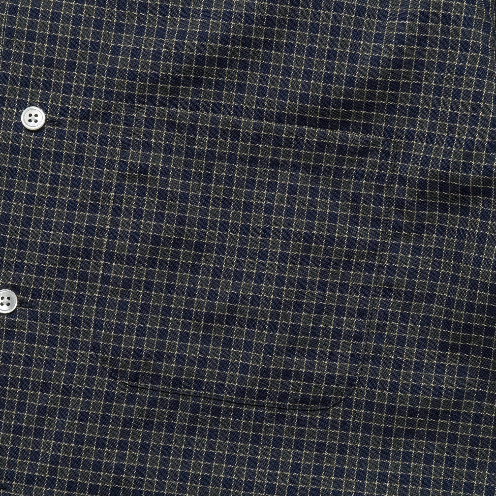 Open Collar Washable Wool Plaid - Green