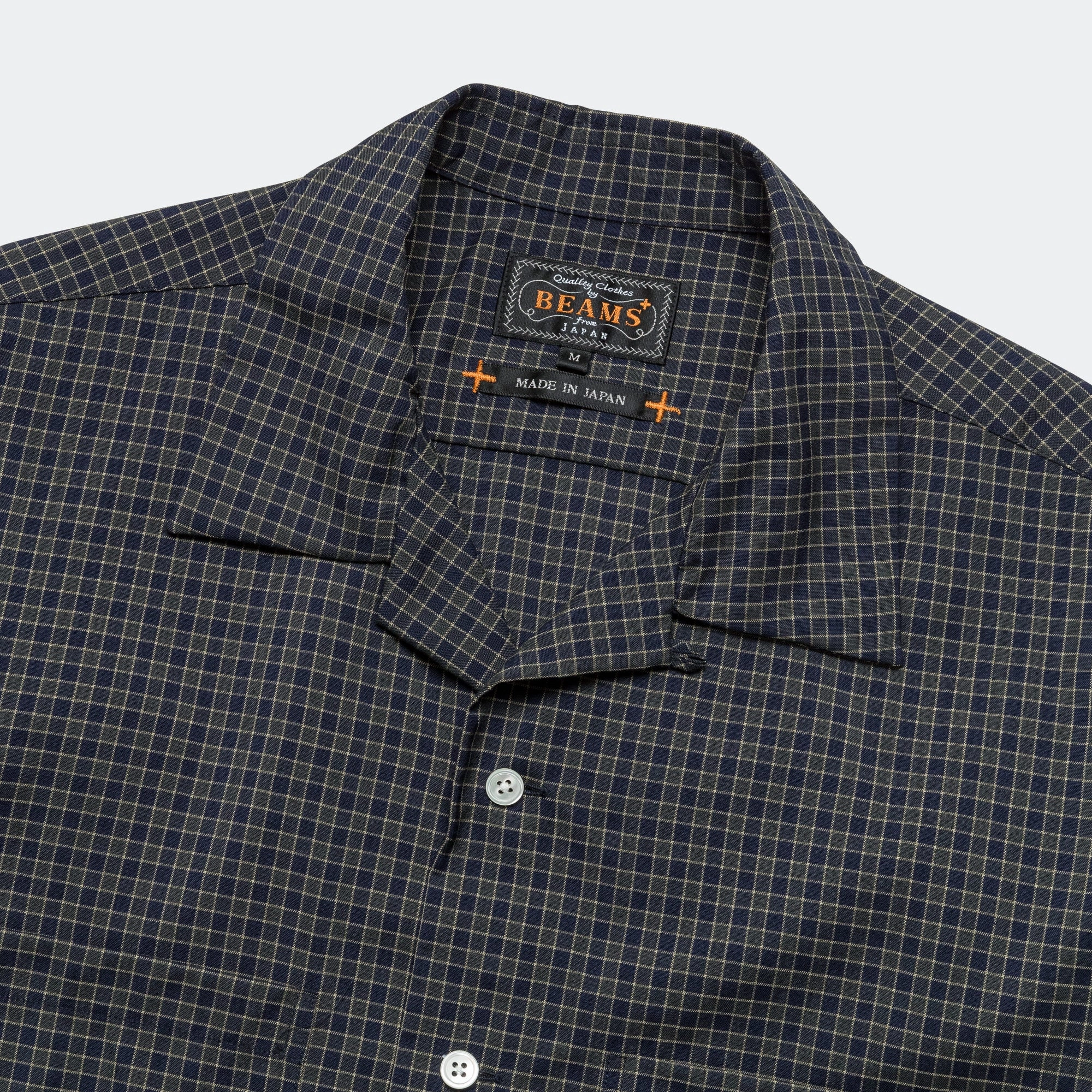 Open Collar Washable Wool Plaid - Green