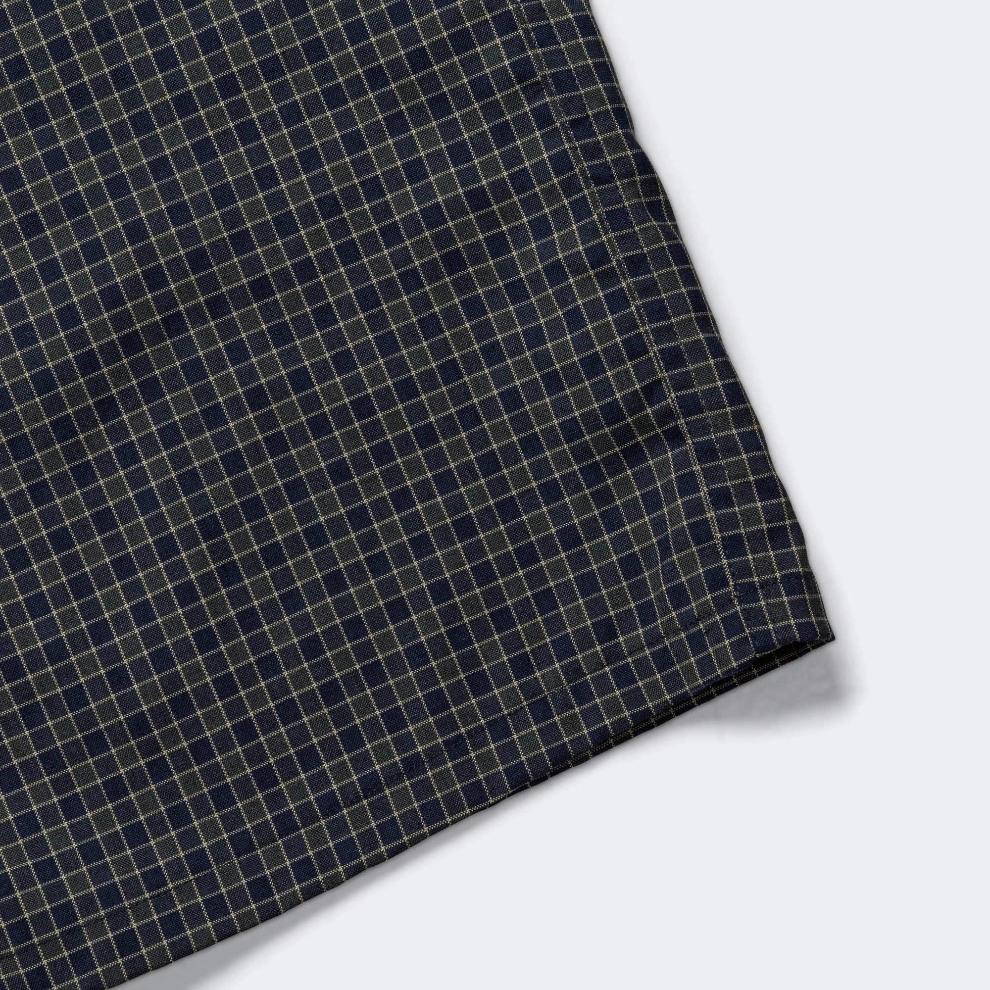 Open Collar Washable Wool Plaid - Green
