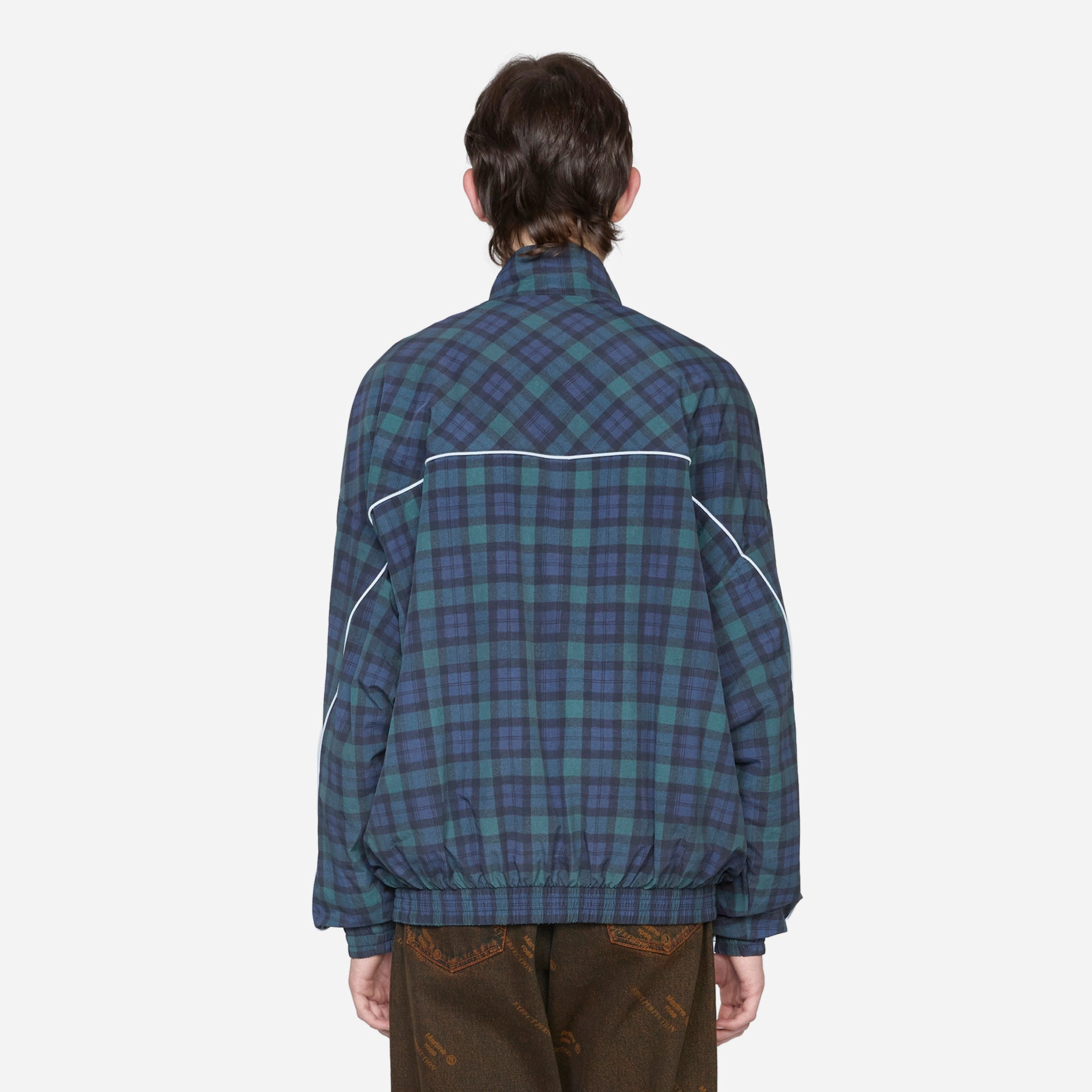 Oversized Track Jacket Black Tartan