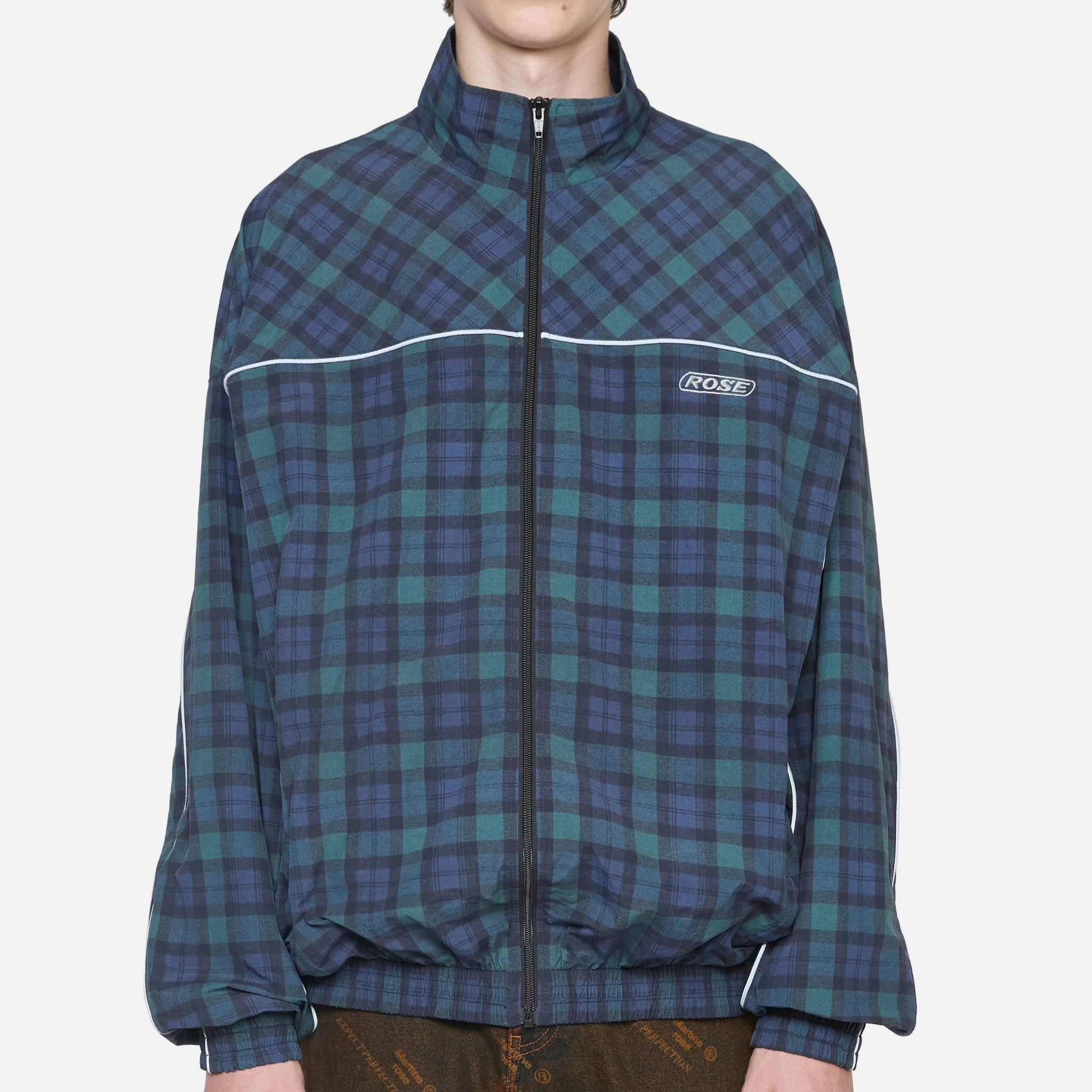 Oversized Track Jacket Black Tartan