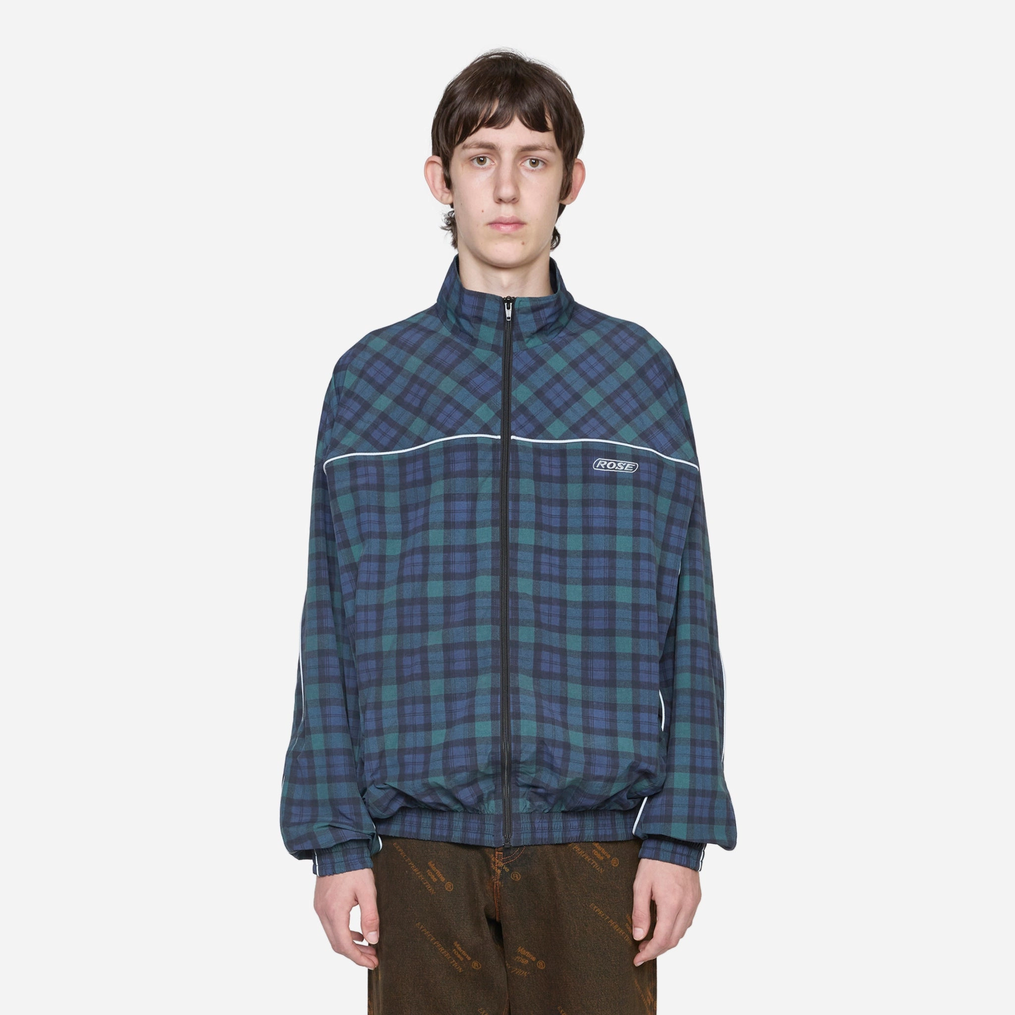 Oversized Track Jacket Black Tartan