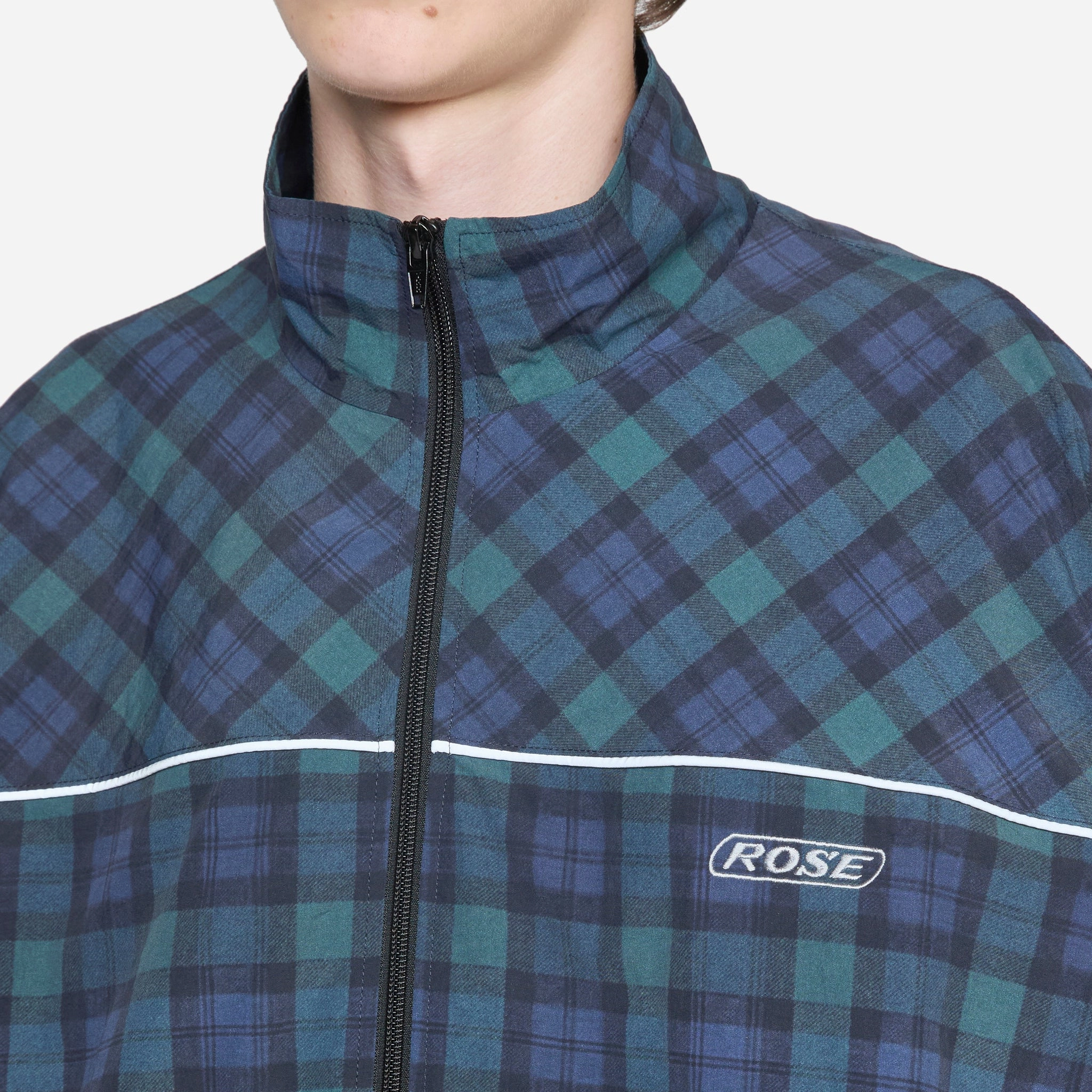 Oversized Track Jacket Black Tartan