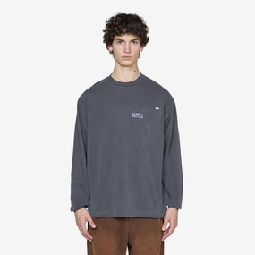 Pigment Dyed Hidden Logo Longsleeve T-Shirt Navy