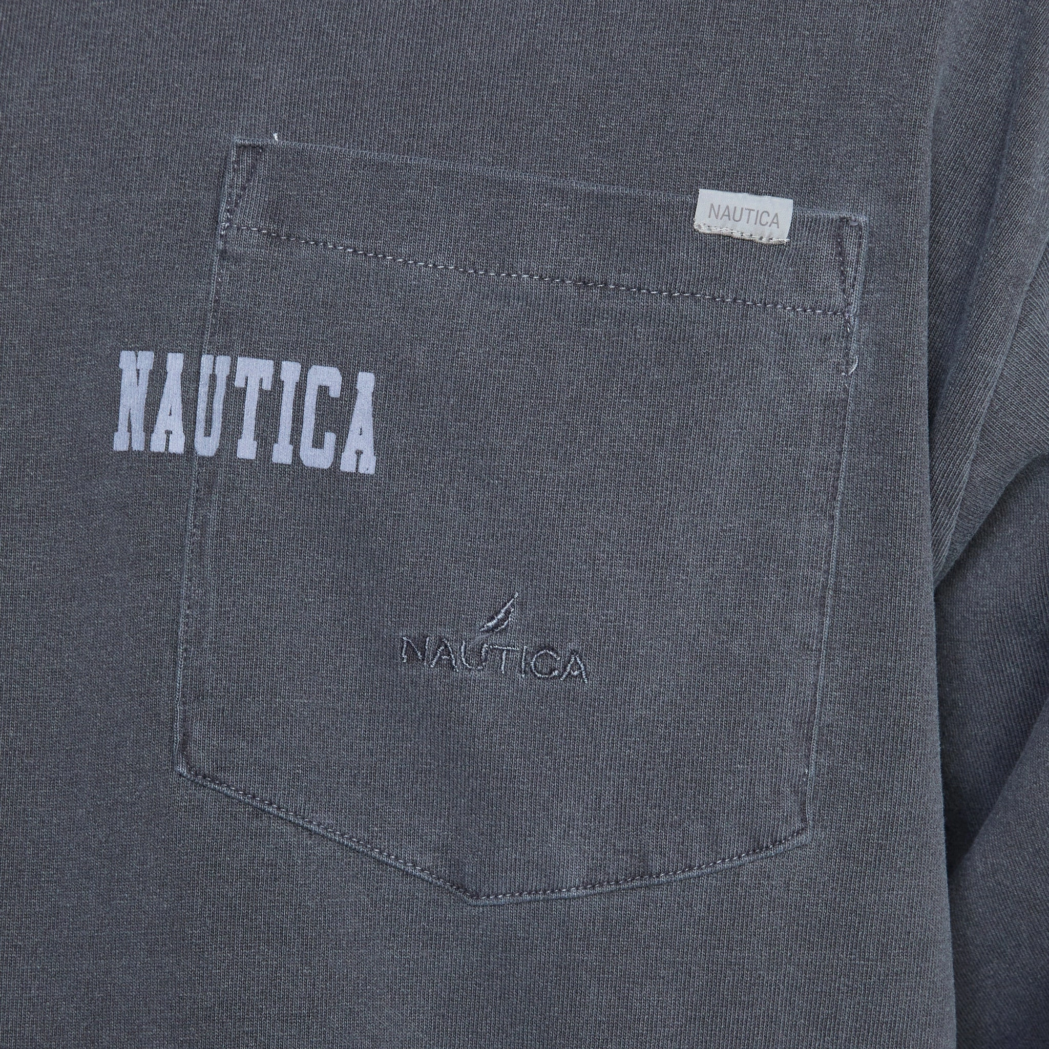 Pigment Dyed Hidden Logo Longsleeve T-Shirt Navy