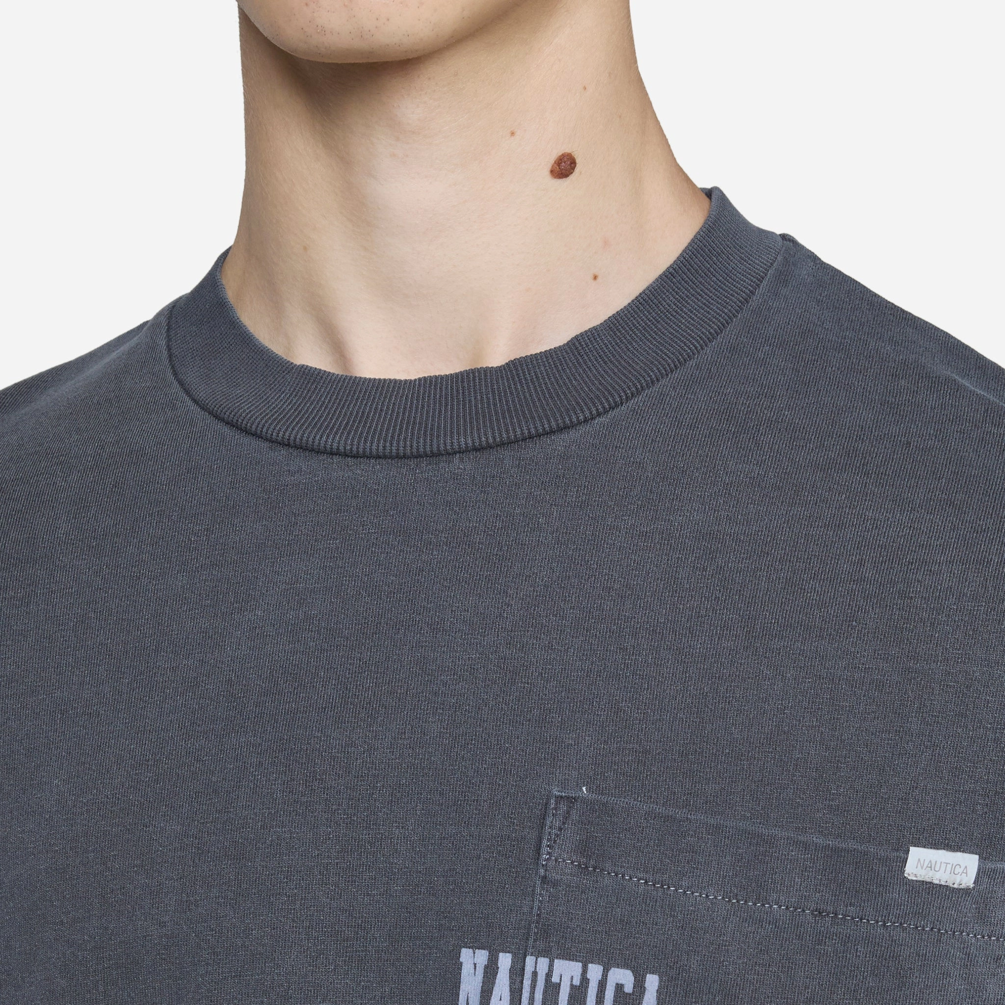 Pigment Dyed Hidden Logo Longsleeve T-Shirt Navy