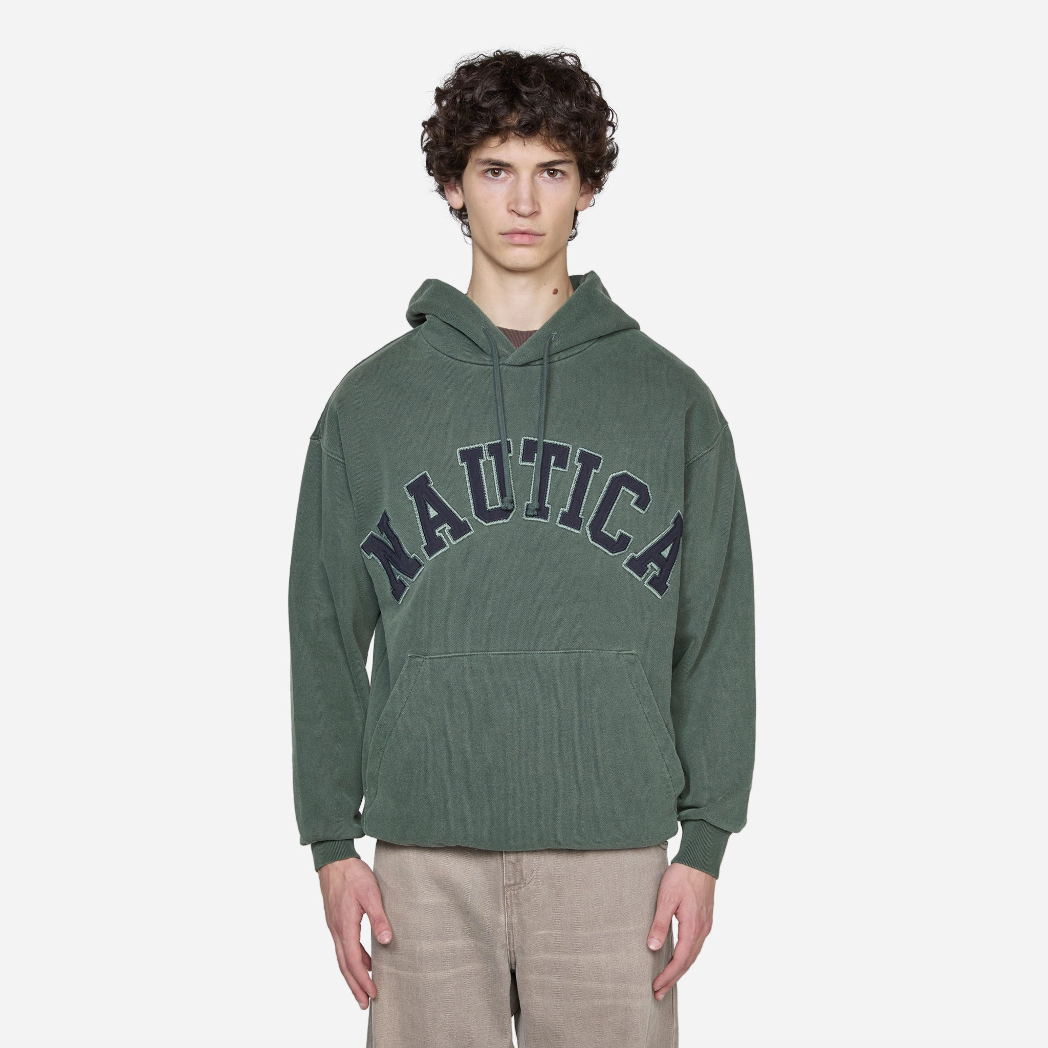 Pigment Dyed Wappen Logo Hoodie Green