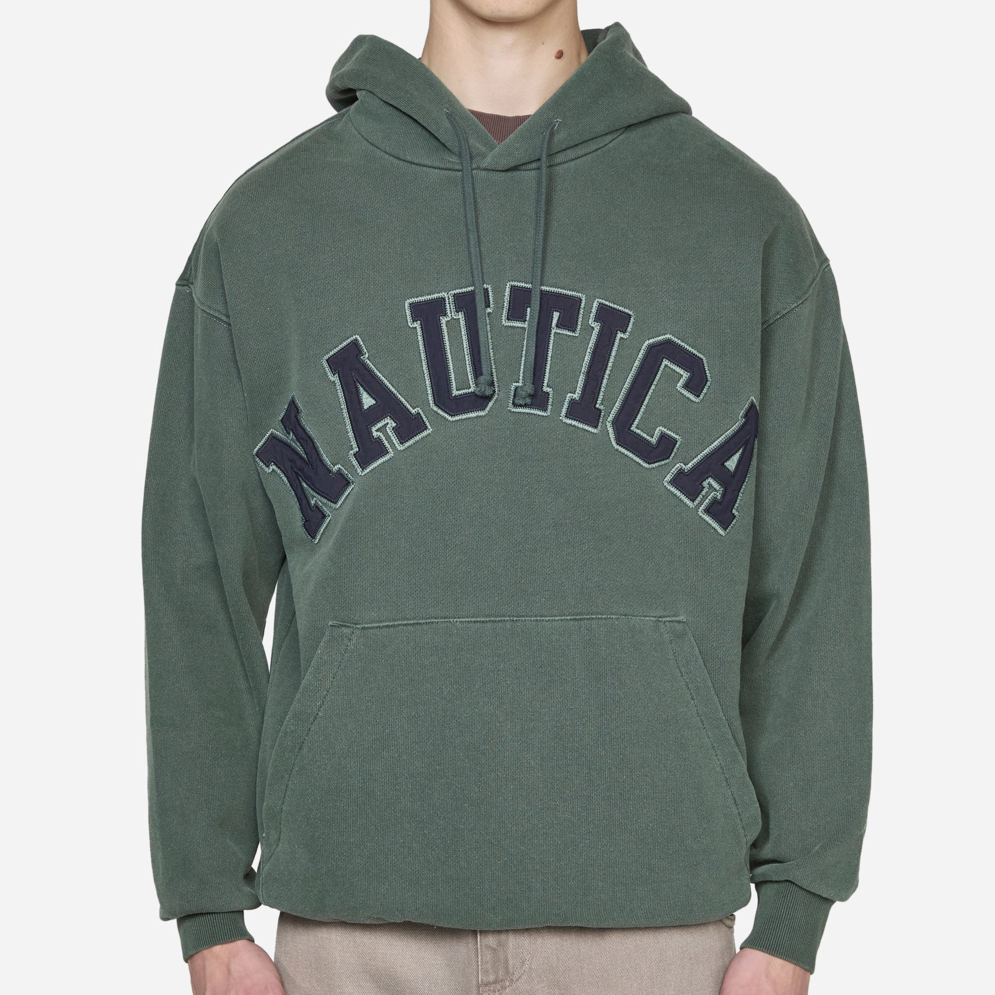 Pigment Dyed Wappen Logo Hoodie Green