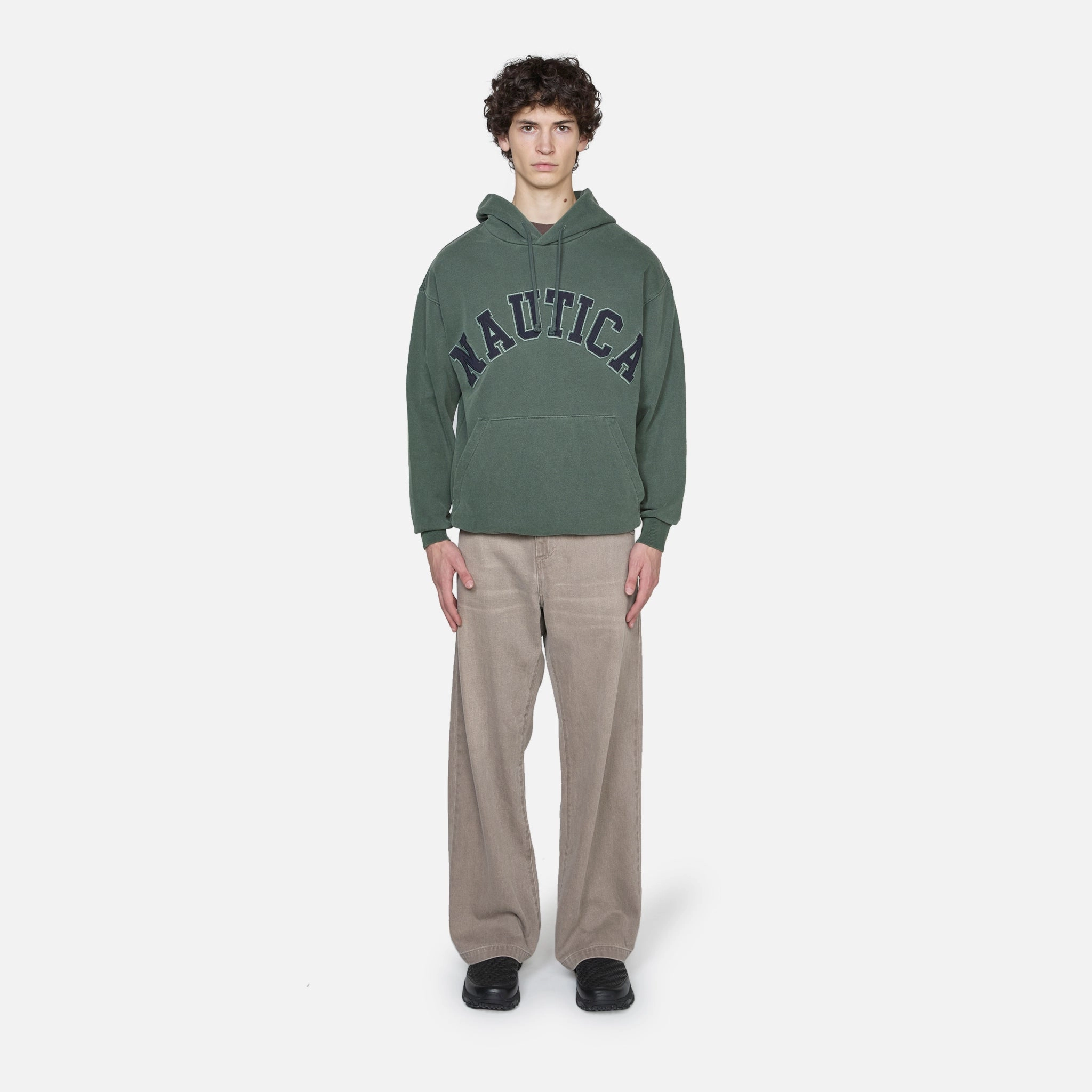 Pigment Dyed Wappen Logo Hoodie Green