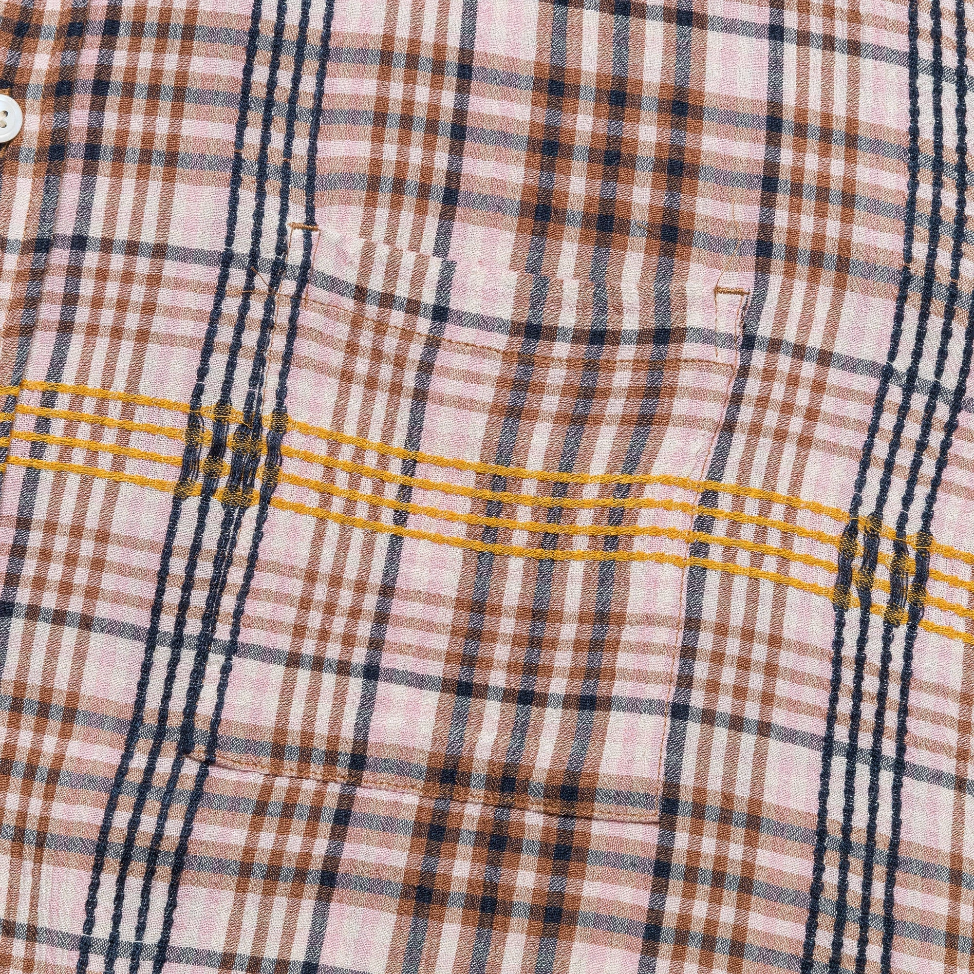 Pink Plaid Dobby L/S Button Down - Pink/Yellow