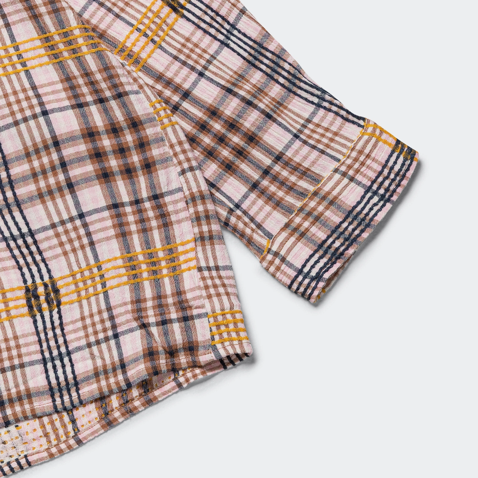 Pink Plaid Dobby L/S Button Down - Pink/Yellow
