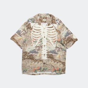 Rayon KAMEKAMEHA BONE Aloha Shirt - Brown