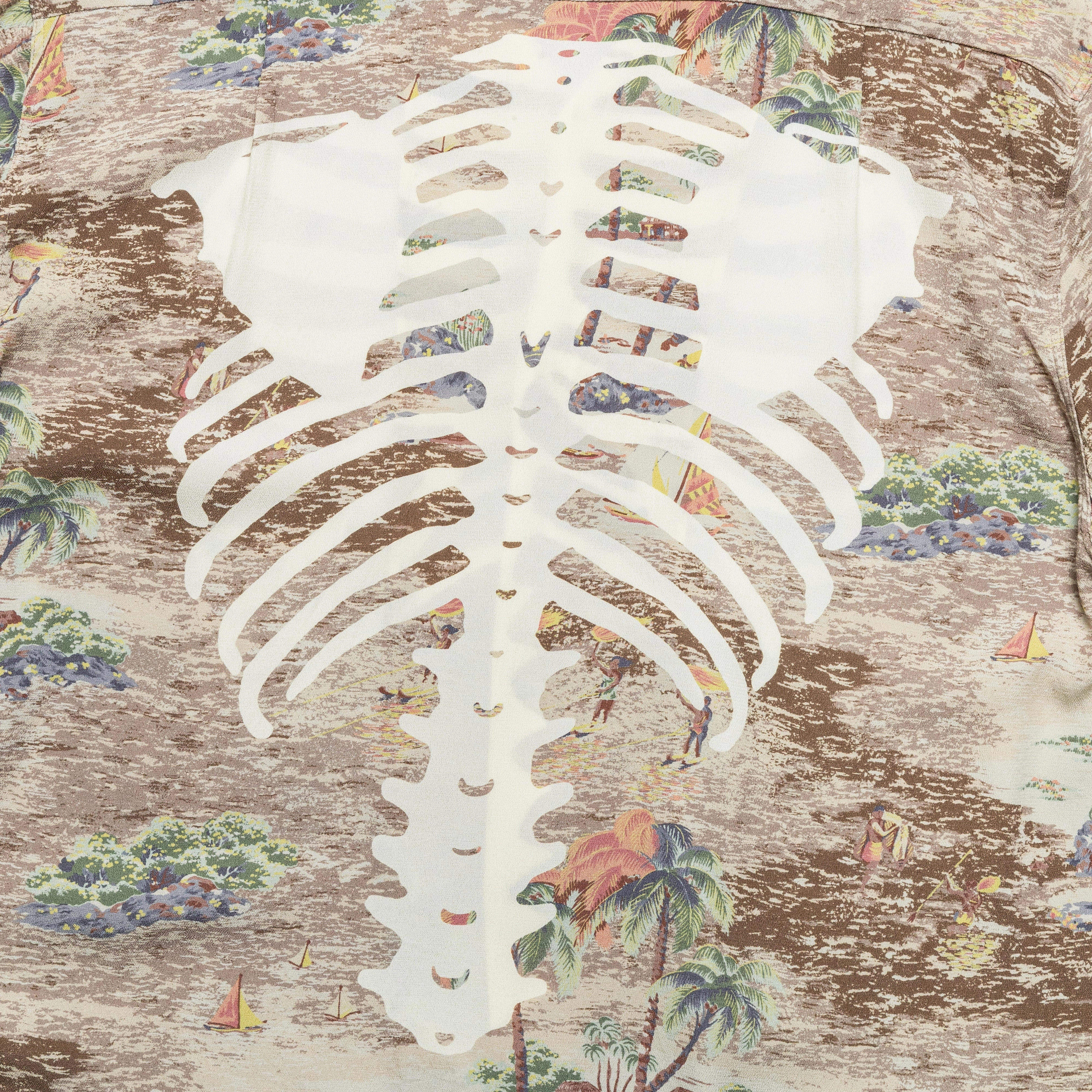 Rayon KAMEKAMEHA BONE Aloha Shirt - Brown