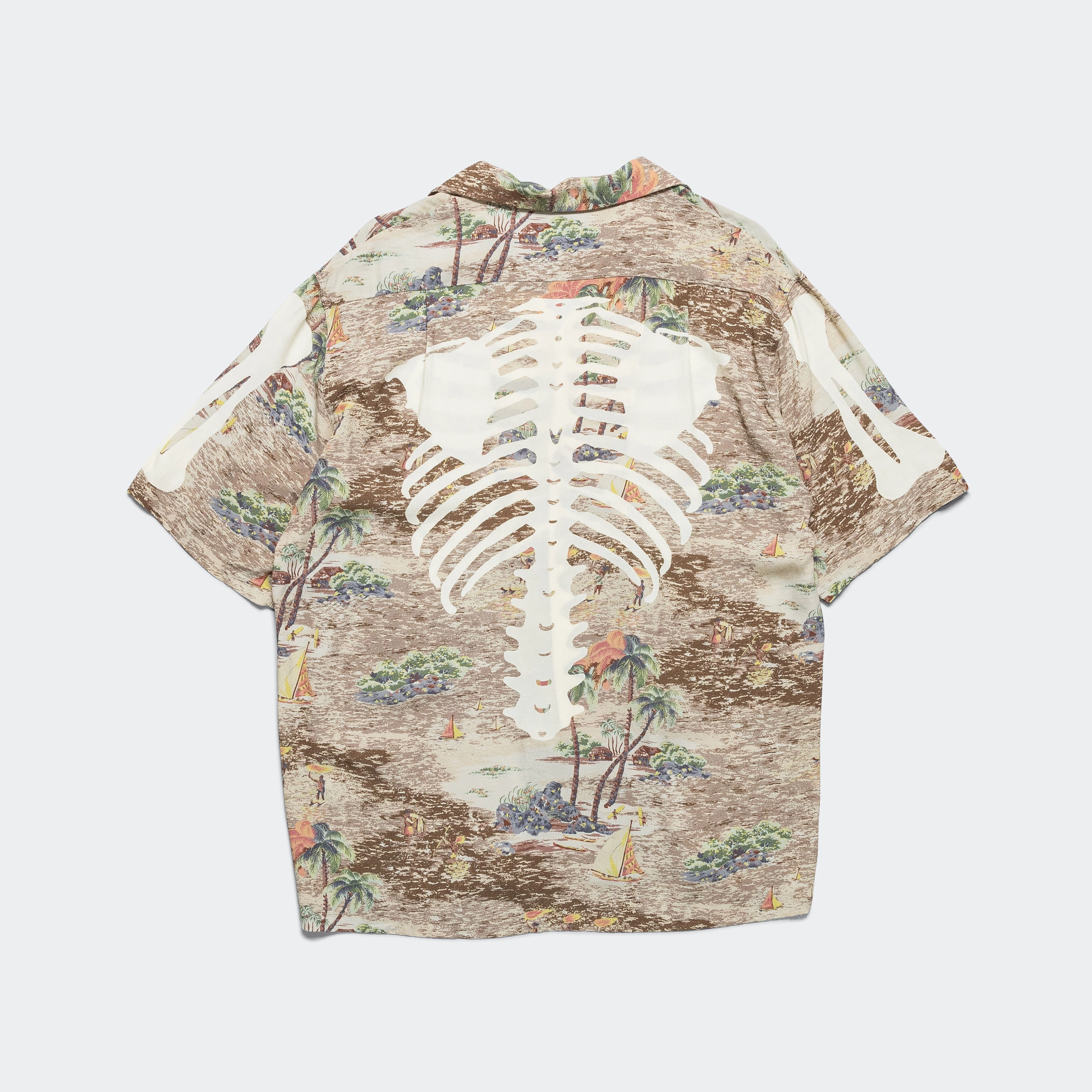 Rayon KAMEKAMEHA BONE Aloha Shirt - Brown
