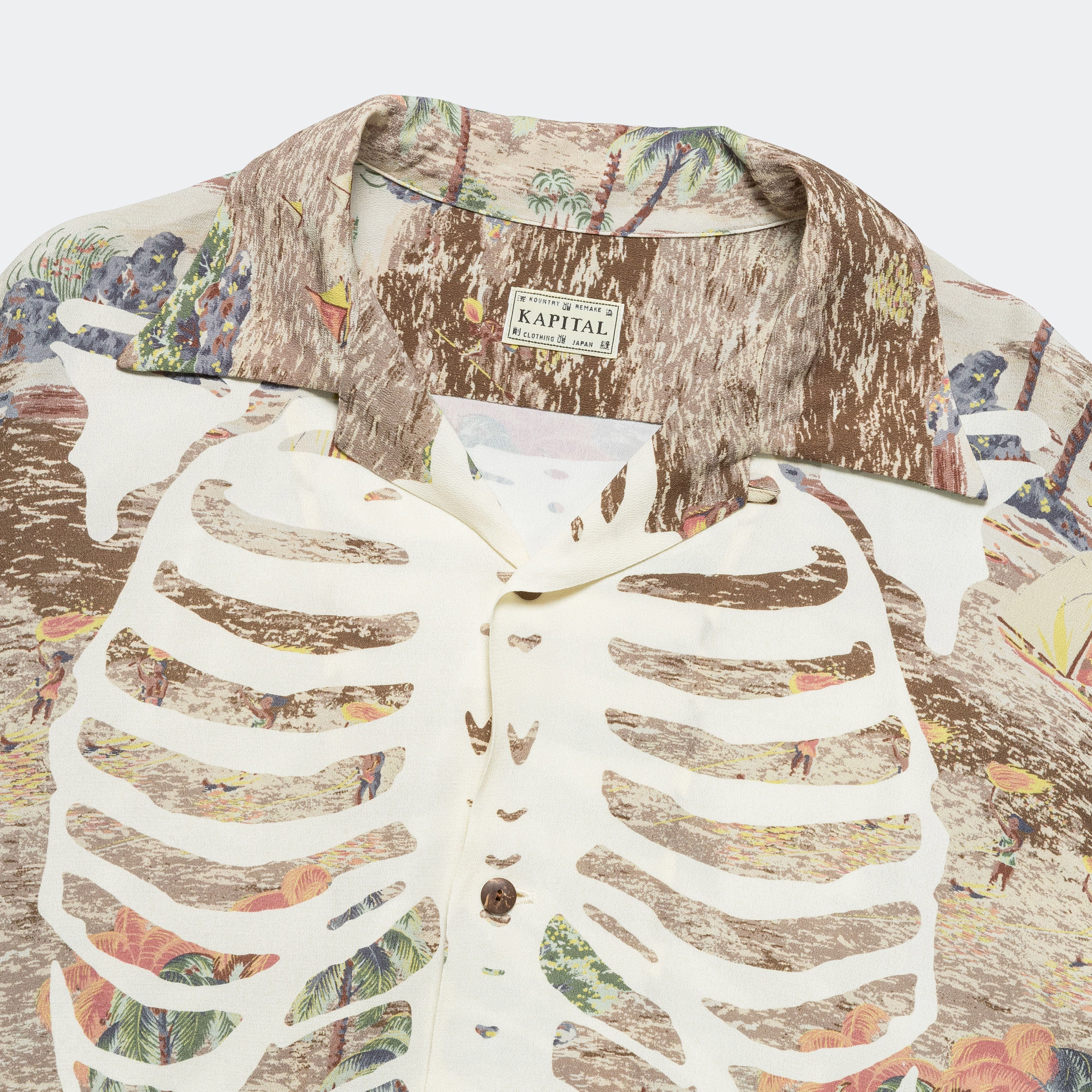 Rayon KAMEKAMEHA BONE Aloha Shirt - Brown