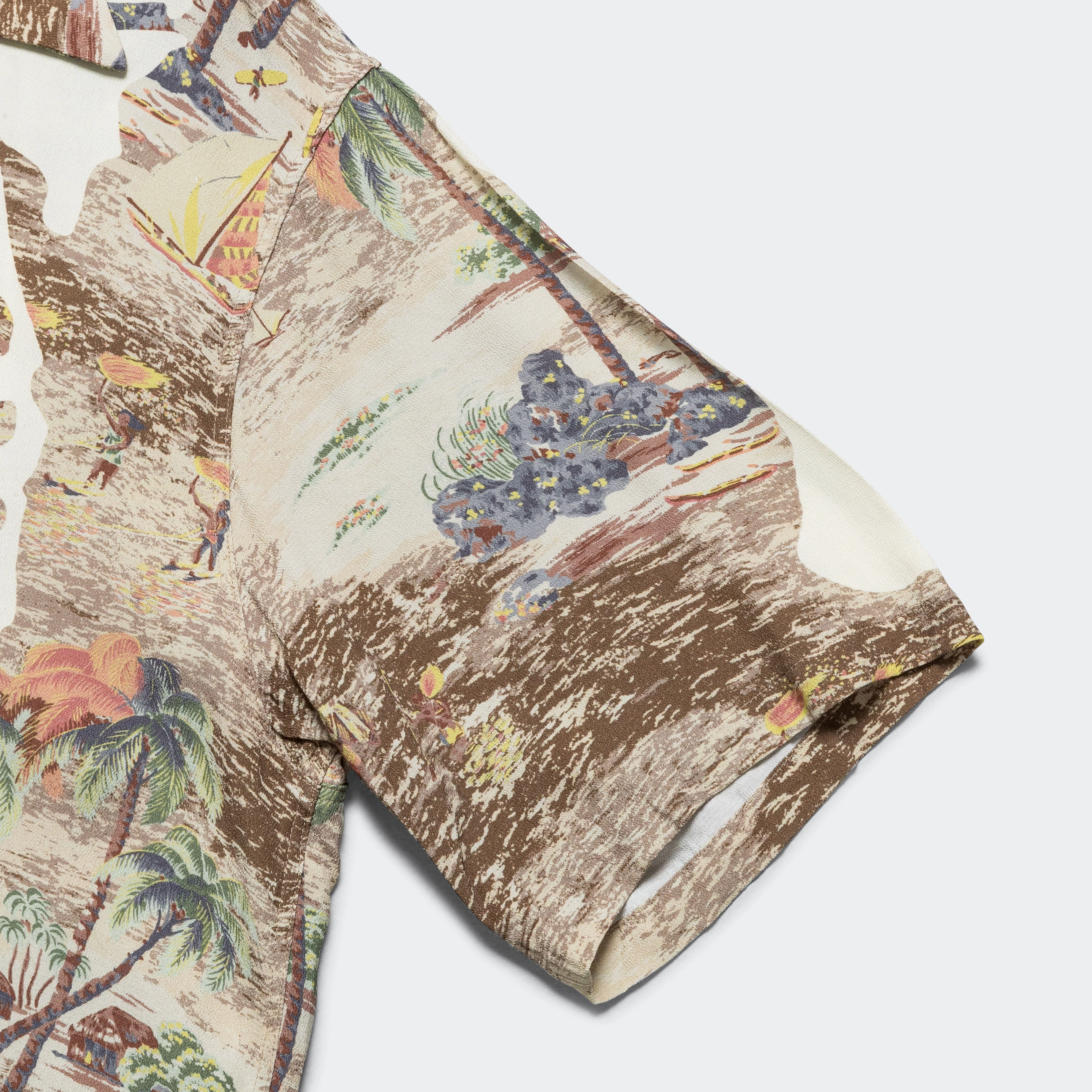 Rayon KAMEKAMEHA BONE Aloha Shirt - Brown