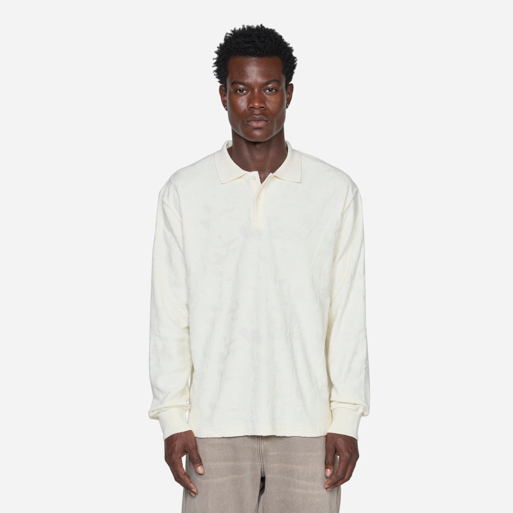 Robert Longsleeve Polo Shirt Off White