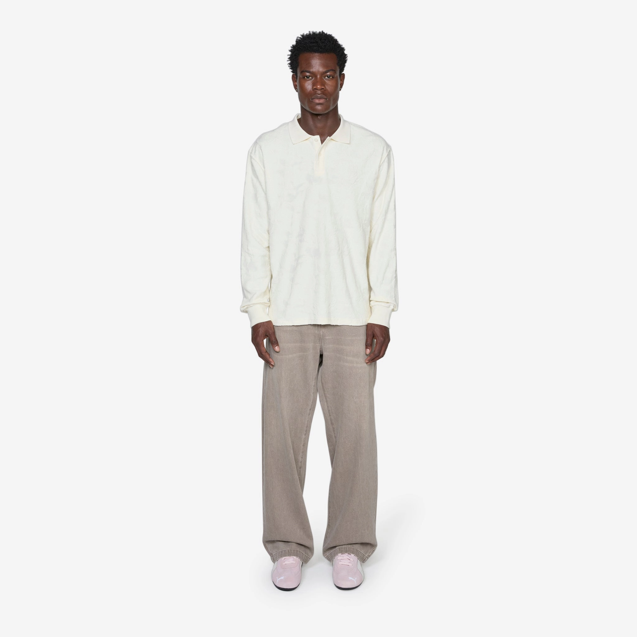 Robert Longsleeve Polo Shirt Off White