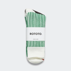 Striped Crew Sock - White/Green