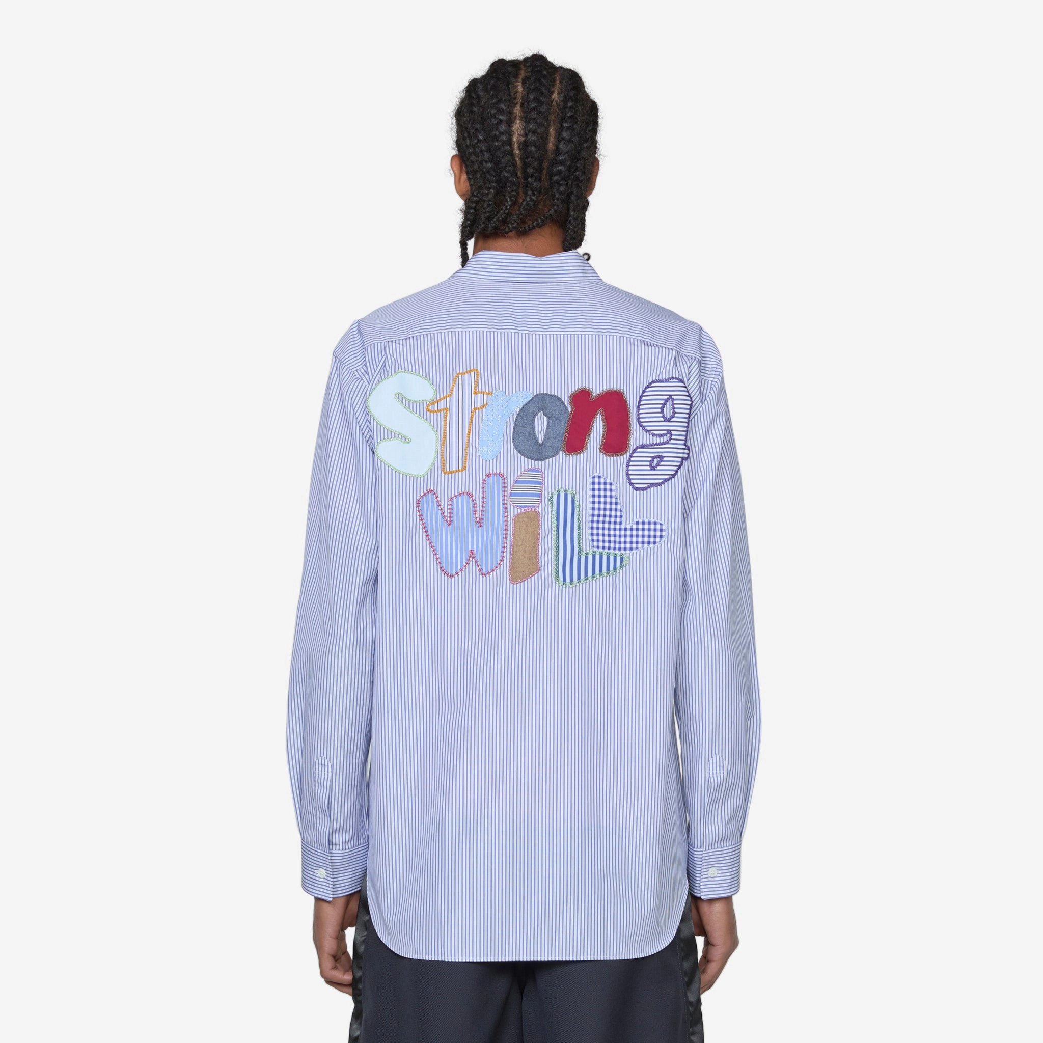 Strong Will Back Embroidered Shirt Stripe