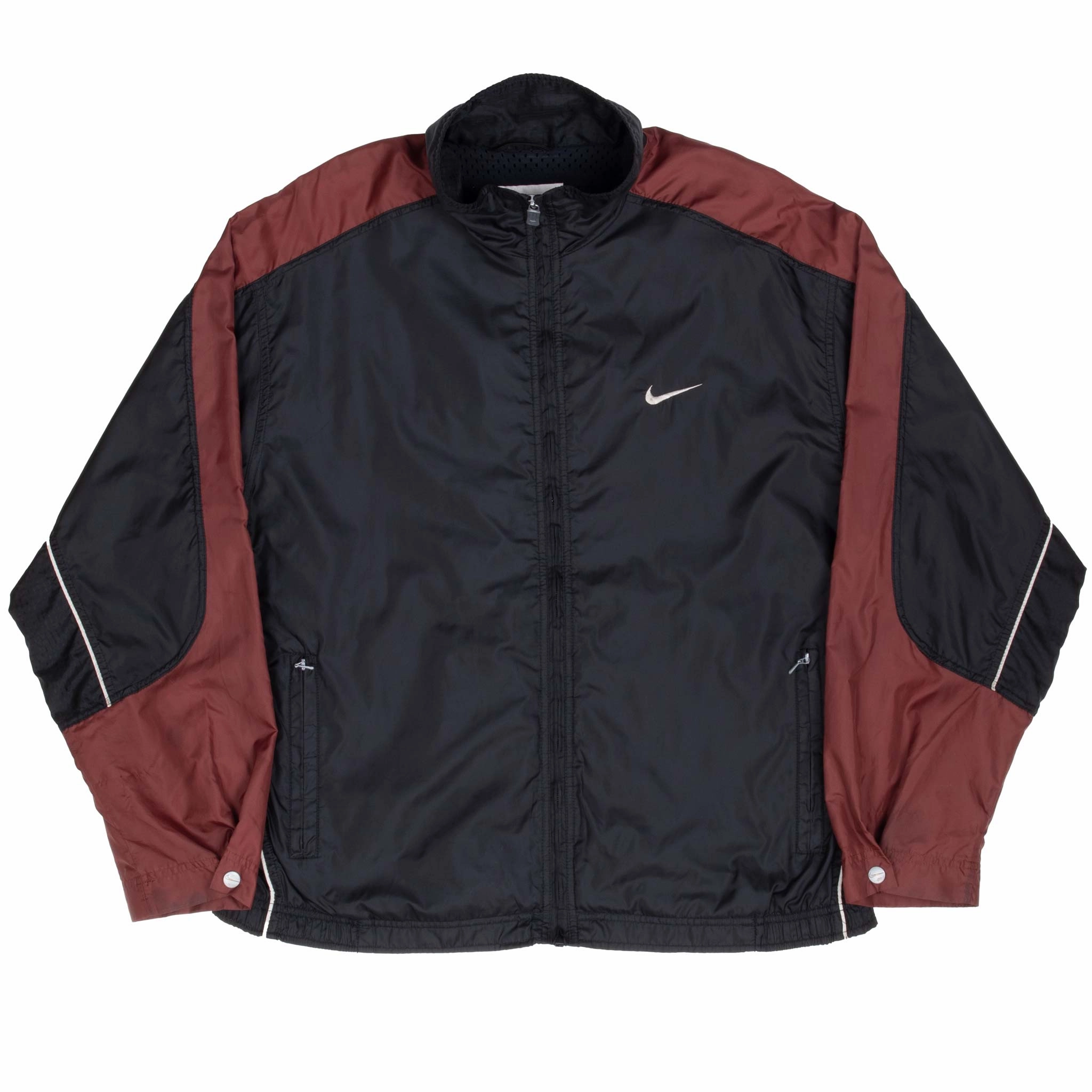 VINTAGE NIKE CLASSIC SWOOSH BLACK WINDBREAKER JACKET 1990S SIZE LARGE