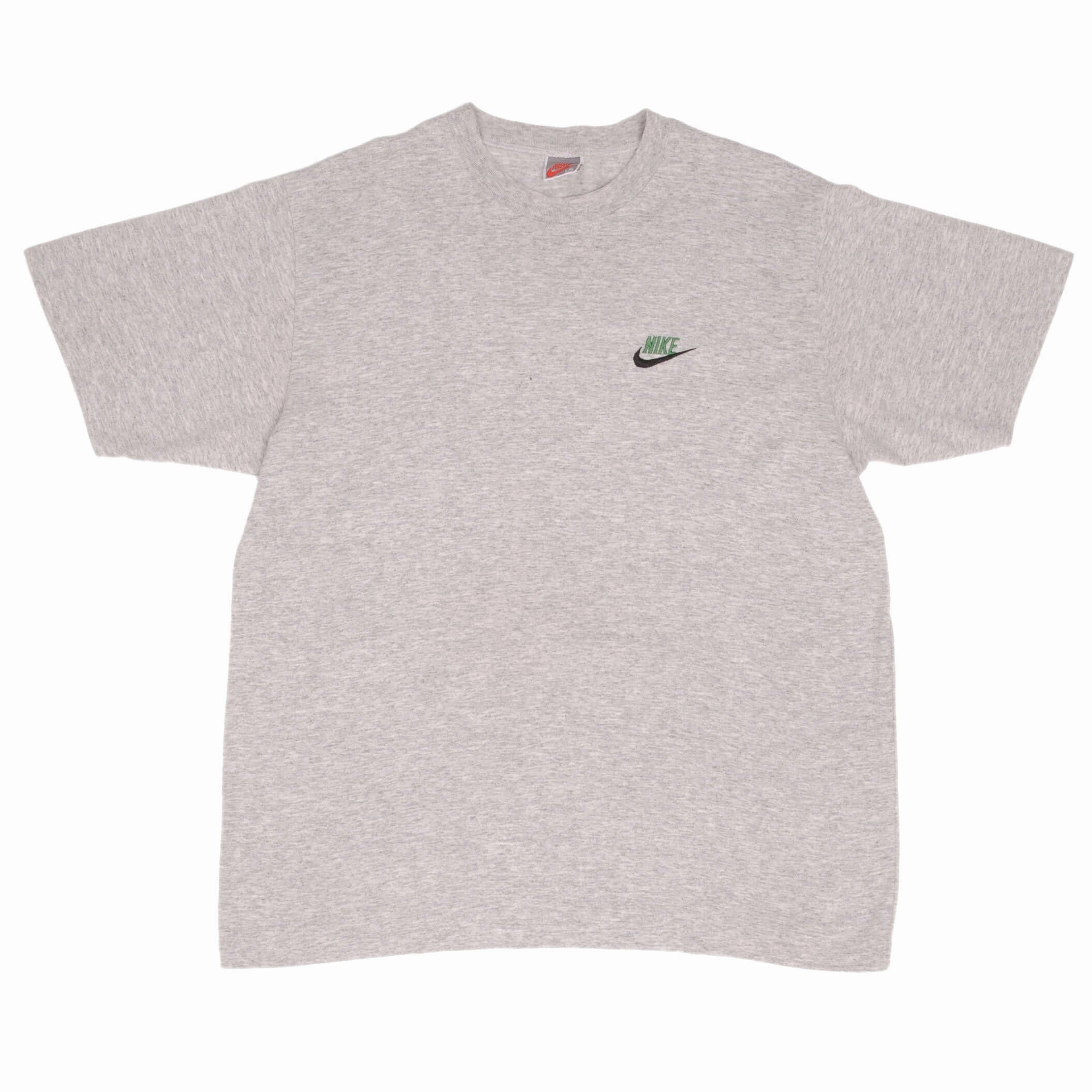 VINTAGE NIKE CLASSIC SWOOSH GRAY TEE SHIRT 1980S SIZE LARGE