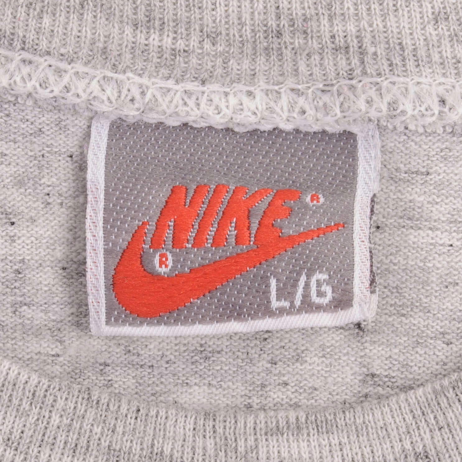 VINTAGE NIKE CLASSIC SWOOSH GRAY TEE SHIRT 1980S SIZE LARGE