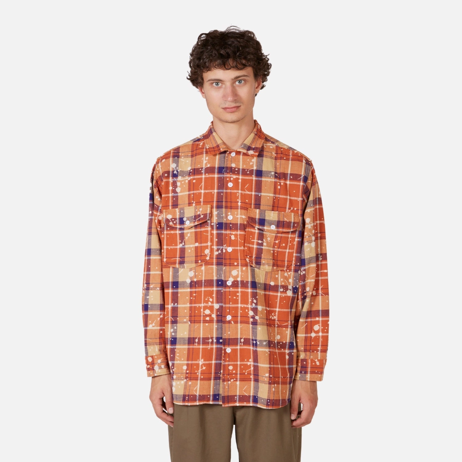 Work Shirt Discharge Print Classic Fit Orange