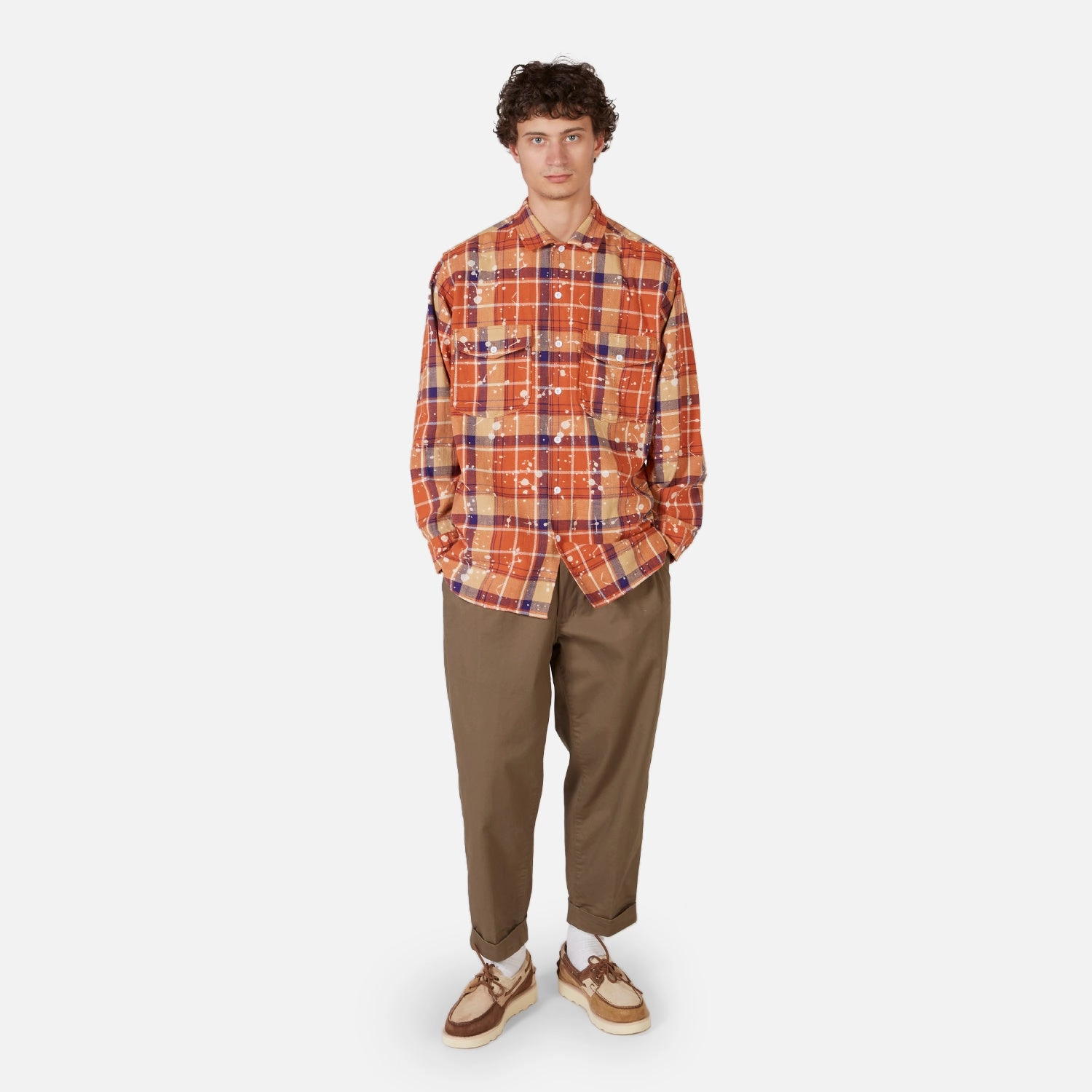 Work Shirt Discharge Print Classic Fit Orange