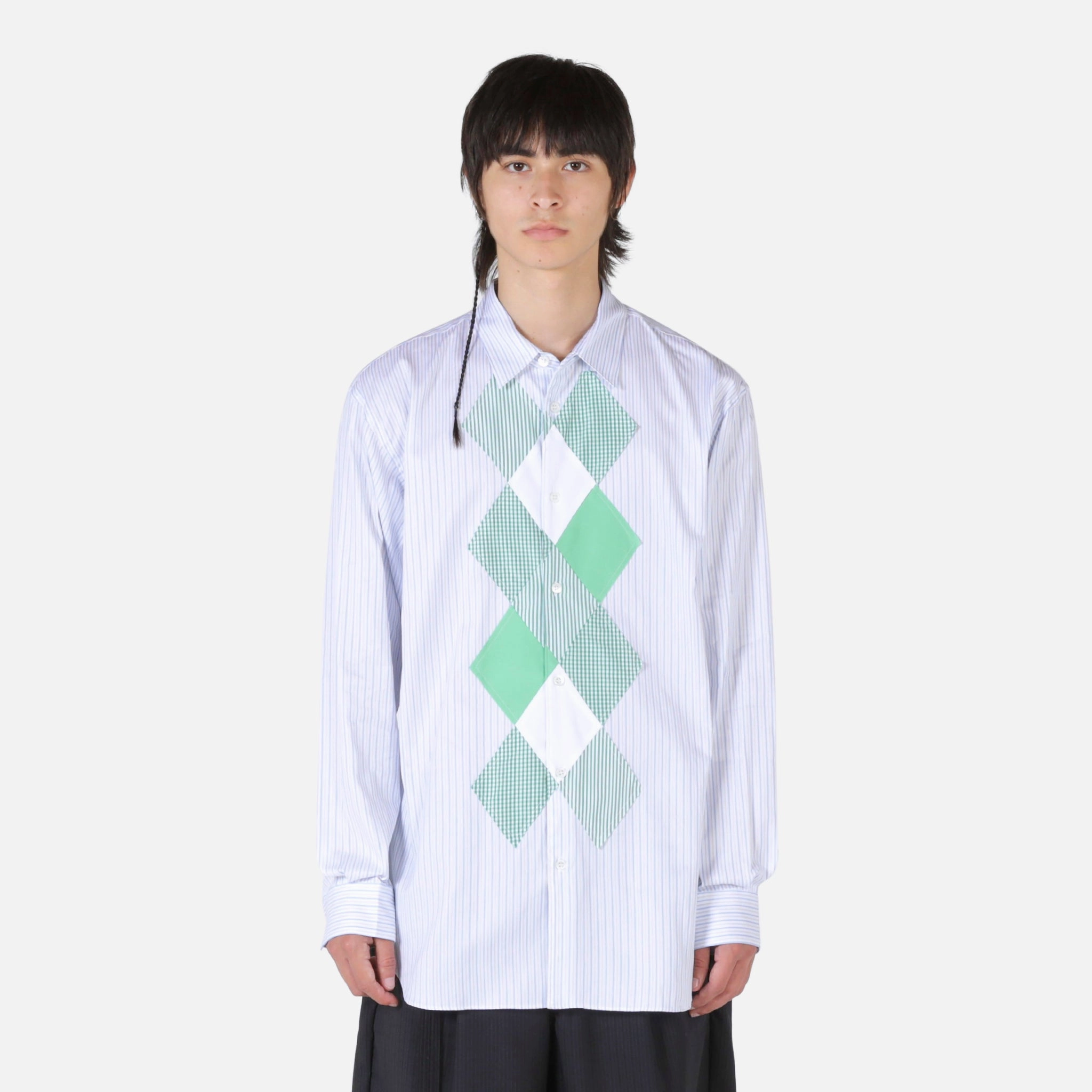 Woven Stripe Check Shirt Blue | Green