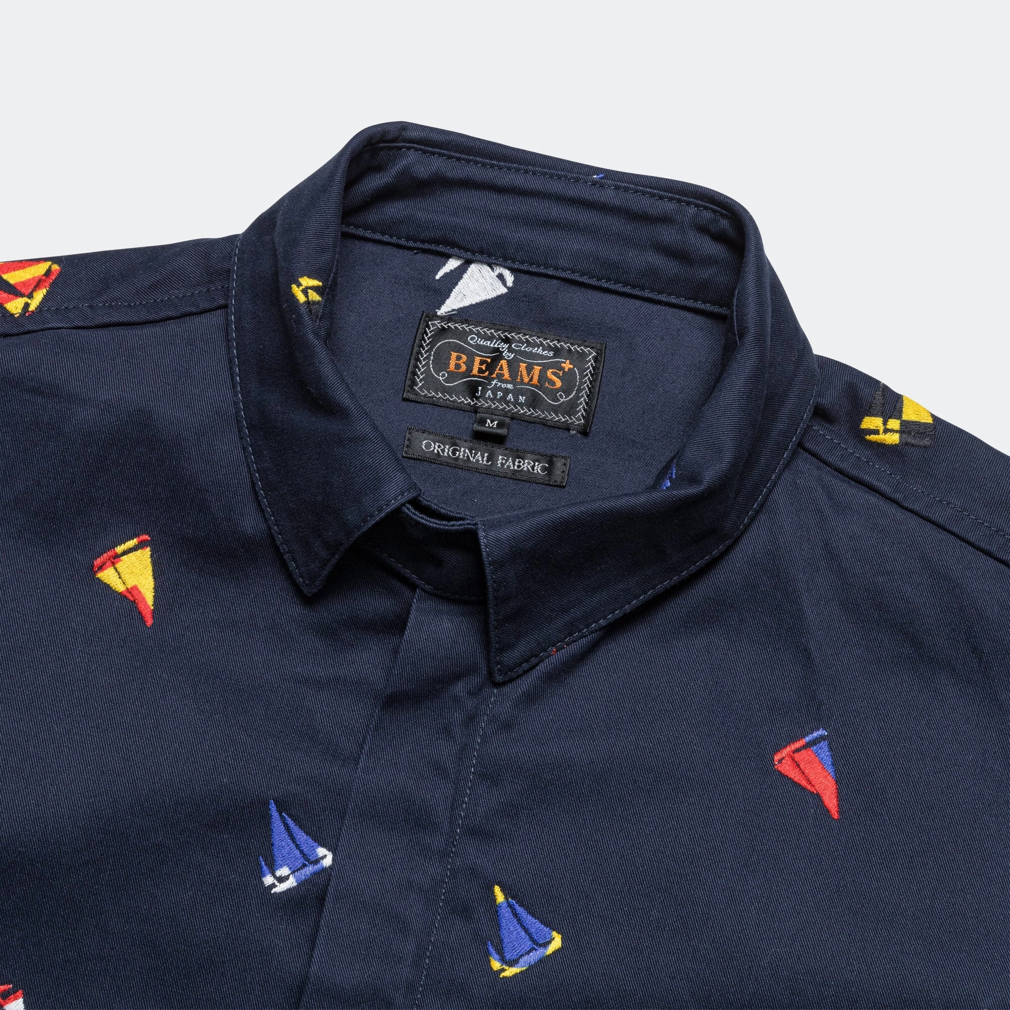 Zipper Blouson Embroidery On Print - Navy